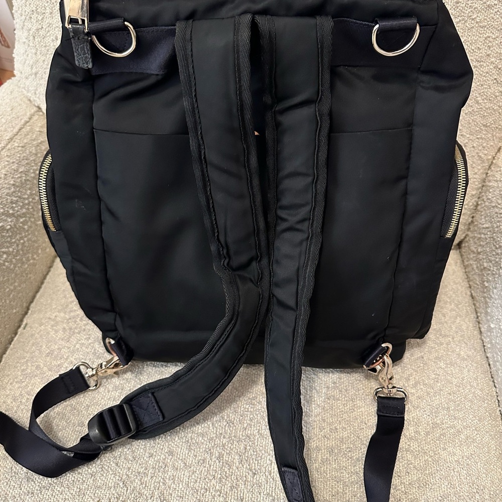 Storksak Black Leather Trim Backpack - Picture 2 of 3